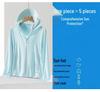 UPF50+ Printed Ice Silk Sun Protection Jacket with Detachable Hood for Men & Women – Breathable, Anti-UV.