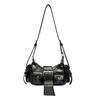 Niche Distressed Leather Single-Shoulder Bag with Personalized Rivets, Workwear Style Underarm Crossbody Bag
