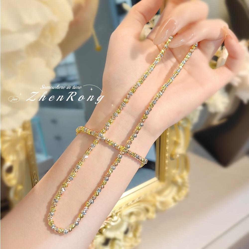 

Vintage Style Gold Necklace Women 5mm Laser Beads French Chic Layering Chain for Sweaters