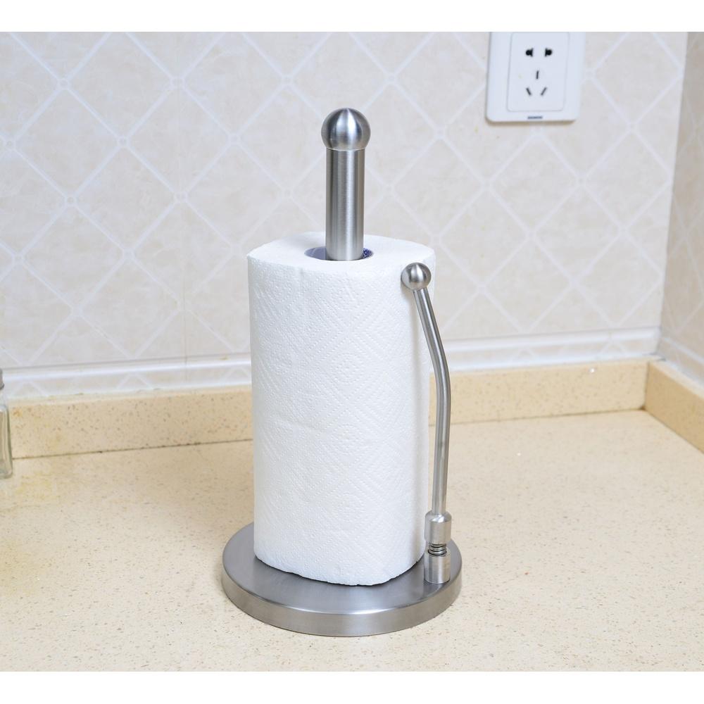 Stainless Steel Paper Towel Holder Heavy Weighted Base Rust Resistant Kitchen Accessory Side Dispenser Bar Durable EVA Bottom