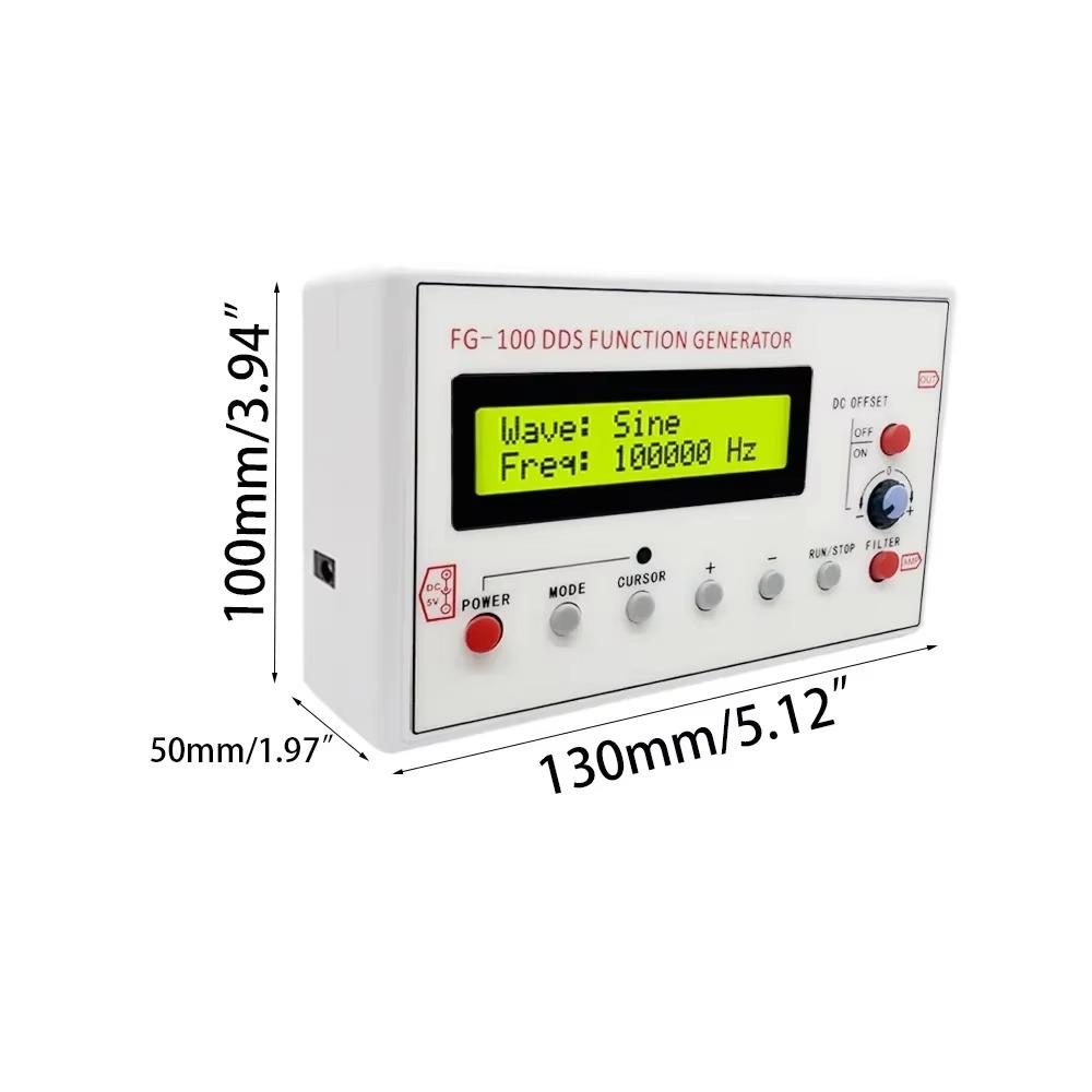FG-100 DDS Function Signal Generator 1Hz-500kHz Sine Square Triangle Waveform Output USB 5V Powered Frequency Tester
