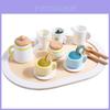 Wooden Pretend Play Kitchen Tea Set For Kids With Realistic Accessories For Imaginative Role Play