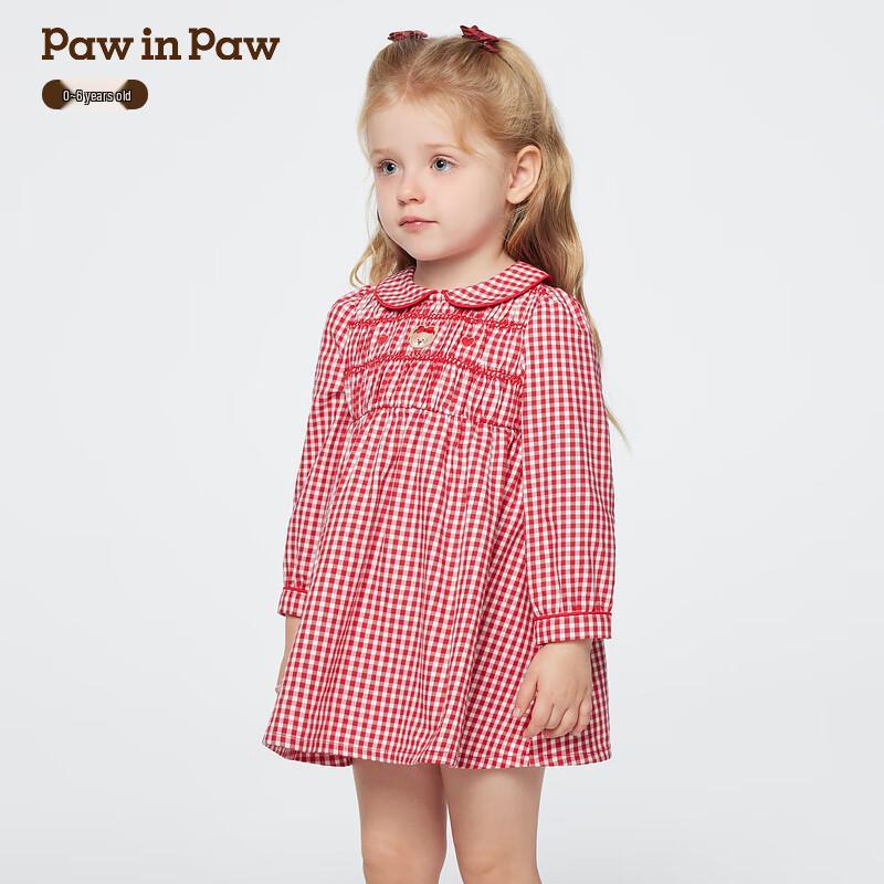 PawinPaw Girls' Cartoon Bear Shirt Dress
