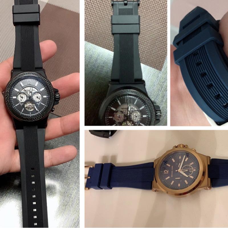 Uhrenarmband aus Silikonkautschuk, konvexe Schnittstelle, 13 mm, für MK MK8184 MK8295 MK8296 MK8445 MK8152, Uhrenarmband für Herrenuhren