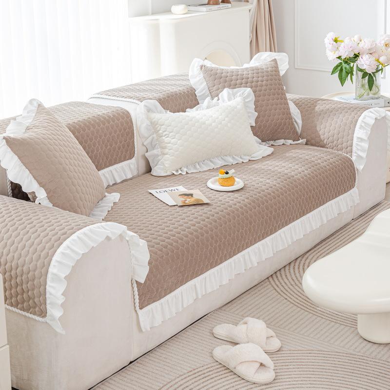 French Cream Wind Sofa Cushion Universal In All Seasons  New Leather Sofa Cover Backrest Cover Cloth Towel Non-Slip Seat Cushion