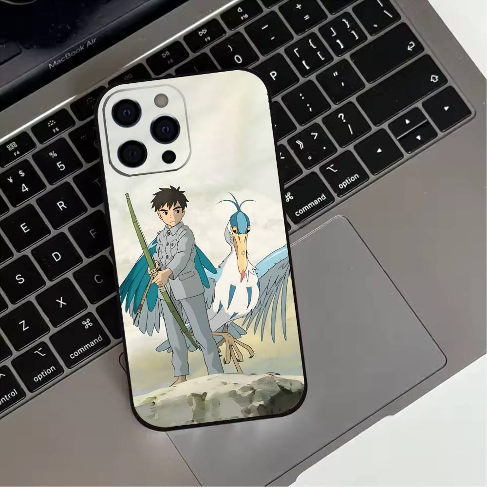 The Boy and the Heron  Phone Case For iPhone 17,16,15,14,13,12,11 Plus,Pro Max,XS,Soft Silicone Black Cover
