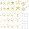 UNICRAFTALE 10Pcs 925 Sterling Silver Prong Earring Settings 5 Sizes Golden Stud Earring Findings Metal Claw Earring Posts Beads Rhinestone Component