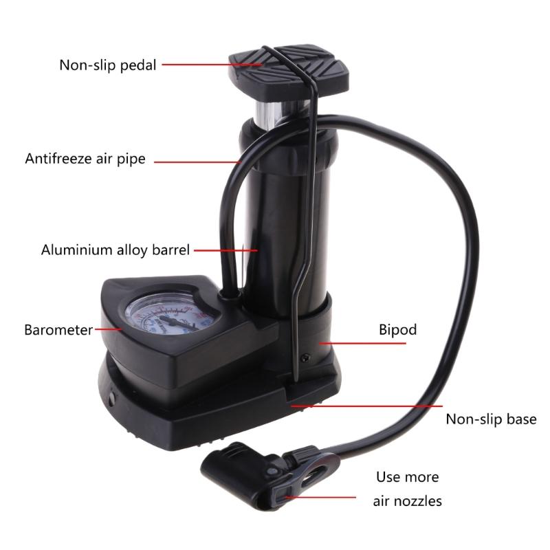 Tire Inflator Tyre Air Compressor with Pressure Gauge for Motorcycle Foot Air Pump