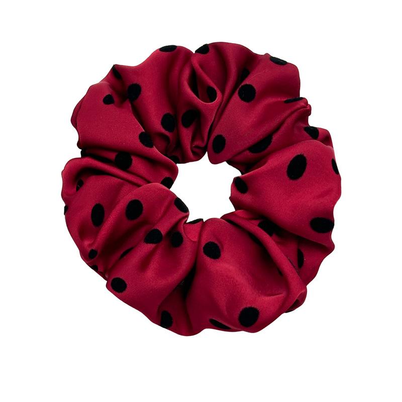 Simple Satin Dotted Large Braided Hairband with Elastic, Versatile Pleated Fabric Hair Tie, Small and Exclusive High-end Hair Accessory.
