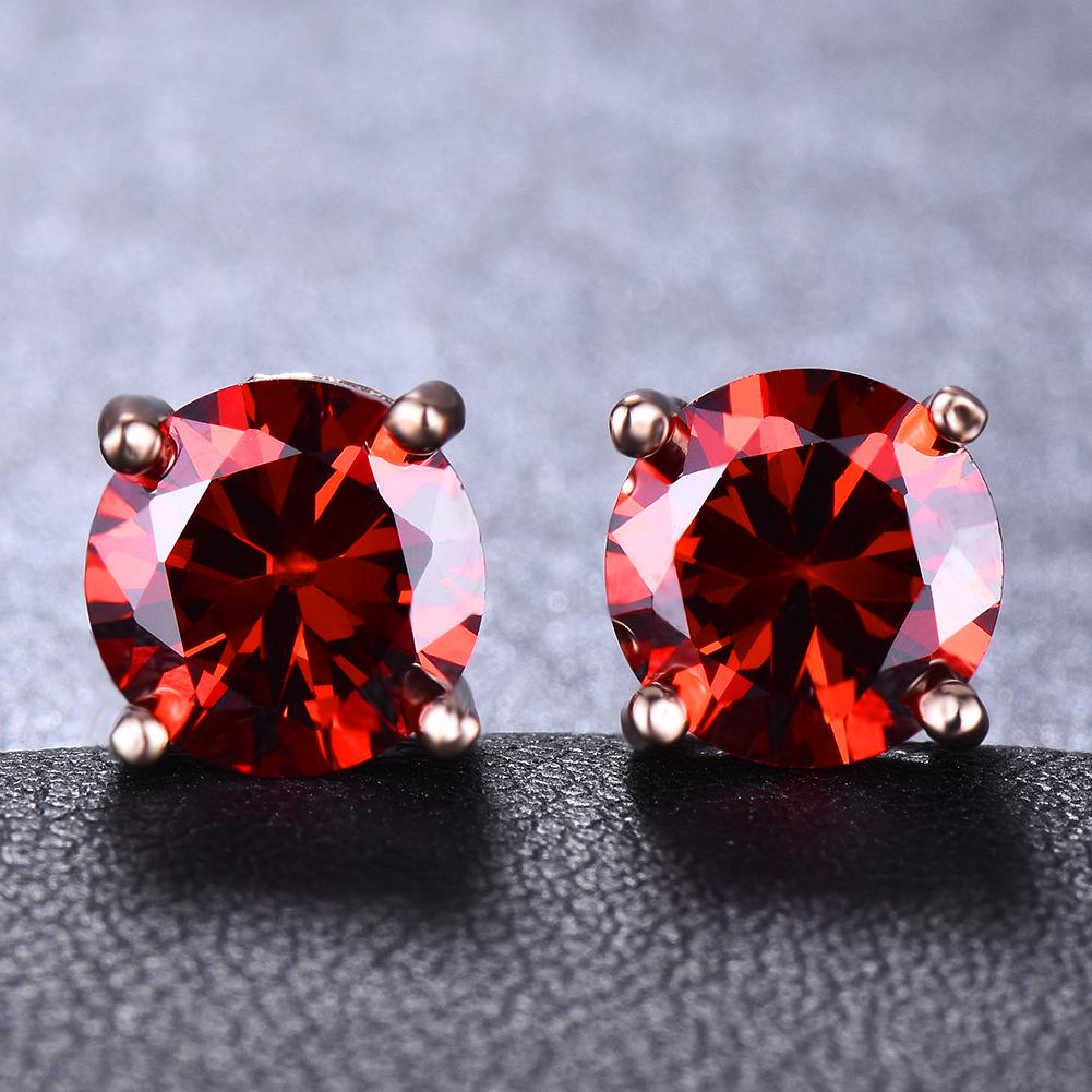 Białe Okrągłe Kolczyki Sztyfty z Diamentami z Czterema Ząbkami dla Kobiet - 8MM Cyrkonia, Modna i Wszechstronna Biżuteria.