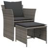 Garden Chair with Footstool Grey Poly Rattan
