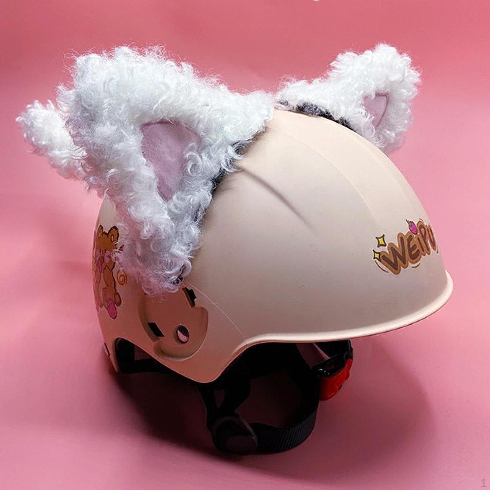 

Аксессуары для шлема Кошачьи ушки для ушей, Украшения для шлема Веселые плюшевые для катания на коньках белый