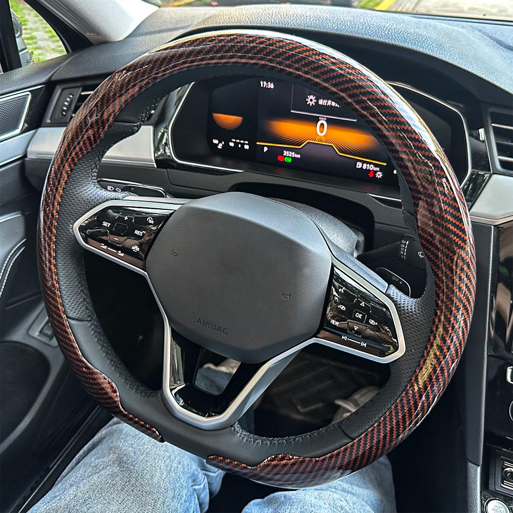 

Black Carbon Fiber D cut Auto Steering Wheel Cover Ultra-Thin Non-Slip D Shape Sport Car Steering Wheel Protector Accessories коричневый