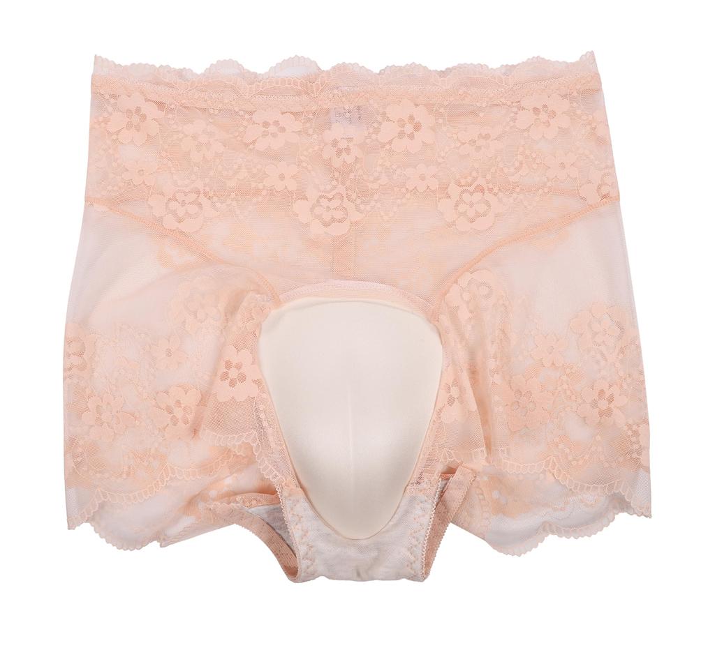Padded Cover Panties Crossdressing Shorts Underwear Lace Pants Disguise Lingerie Free [cocoriko] Men's Men's Boys' (JP, Alphabet, Size, L_Beige)