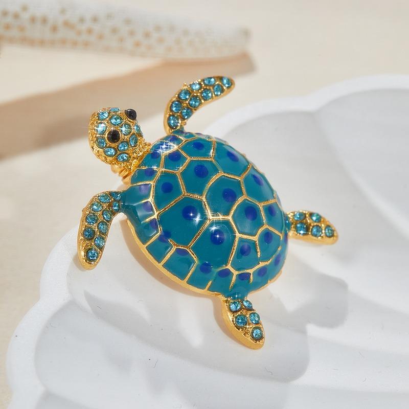 Fashion Sparkle Retro Turtle Brooch for Women Men Creative Personality Clothing Accessories Party Zircon Wedding Gift