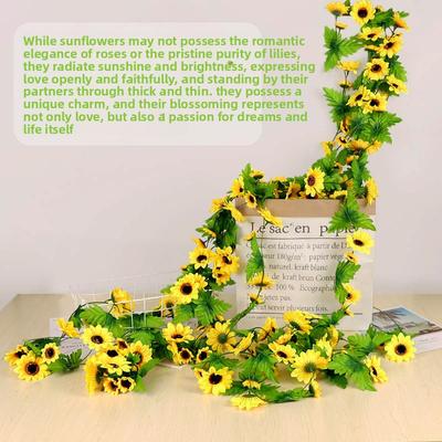 Künstliche Blumen, Sonnenblumen, Ranken, Seidenstoffe, Sonnenblumen, Ranken, Hausklimaanlagenrohre, Dekorative Ornamente, Künstliche Blumen, Ranken