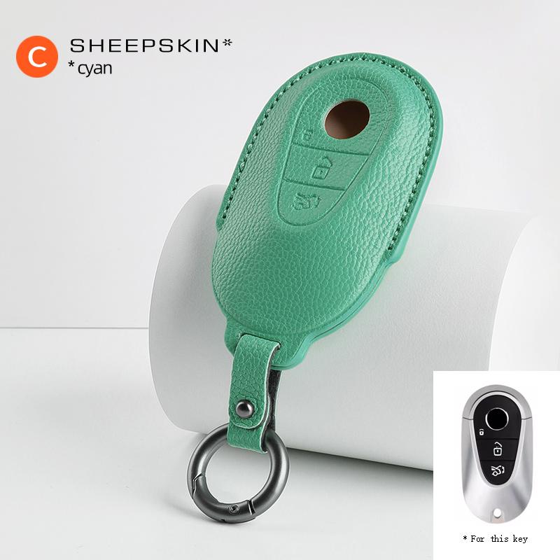 

car Key protection shell Sheepskin For For Mercedes-Benz New C S Class W206 W223 C260 S400 S450 S500 Auto keychain accessories