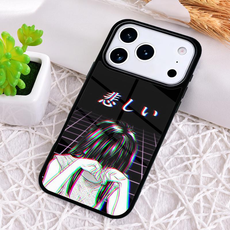 Sad Japanese Anime Aesthetic Shockproof Phone Case for iPhone 17 Air 16e 15 11 12 14 13 Pro Max Cover Coque