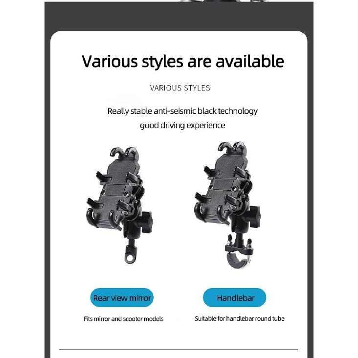 Moto Motorcycle Phone Mount Handlebar Holder Shockproof GPS Bracket Motorbike Scooter Universal Anti-vibration Smartphone Clamp
