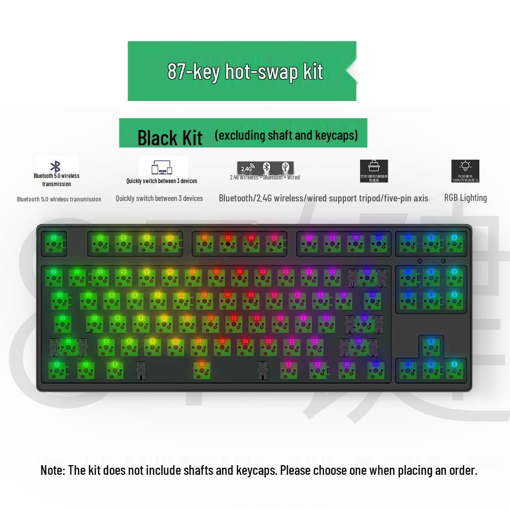 Wireless Bluetooth 68/61 Mechanical Keyboard Kit: RGB, Hot-Swappable, DIY Customizable, Mini, Portable.