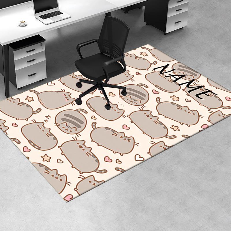 Cute, Fluffy, Cat Office Carpet Soft Polyester Entrance Carpet Washable Non Slip Machine Washable In