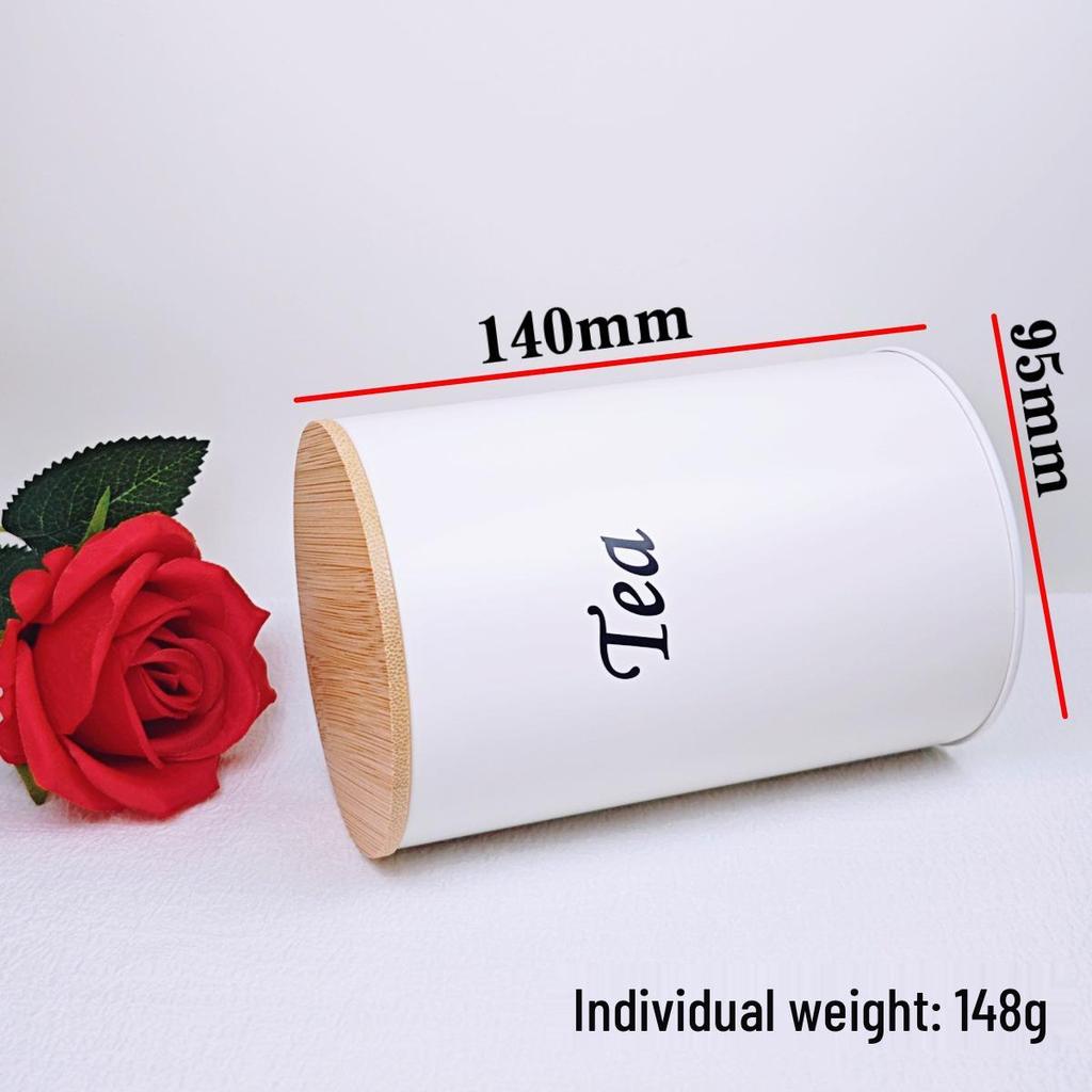 Eco-friendly Round Iron Can with Bamboo Lid for Coffee, Tea, or Sugar Storage