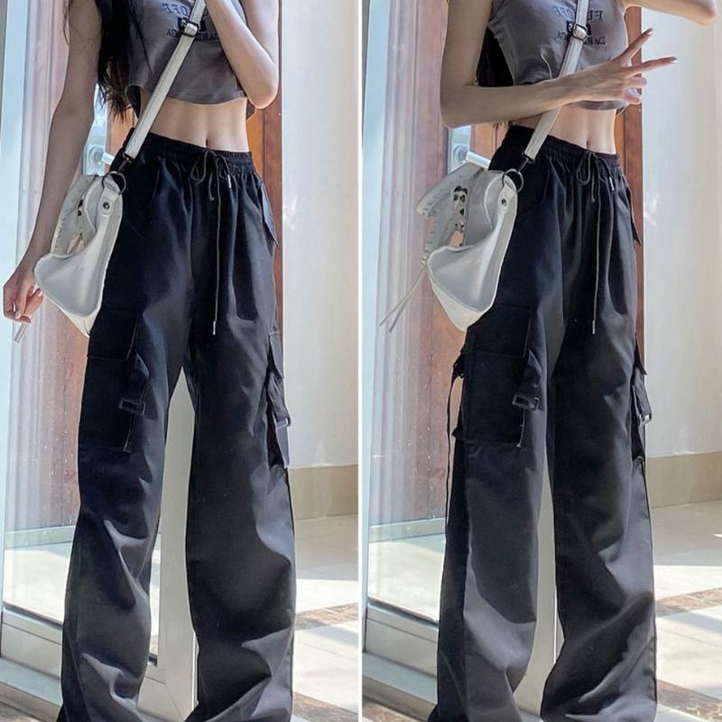 Dámské Kapsáčové Kalhoty Volné Harajuku Y2K Rovné Kalhoty Americký Retro Hip Hop Ležérní Bf Široké Kalhoty