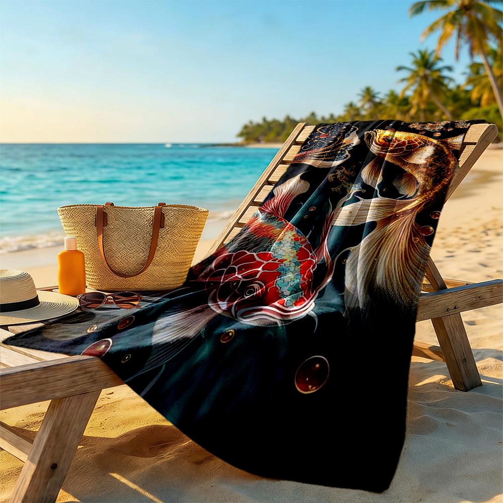 Fish Beach Towel High Absorbency & Quick-Dry Comfortable Lightweight Perfect for Traveling Yoga Camping and Swimming