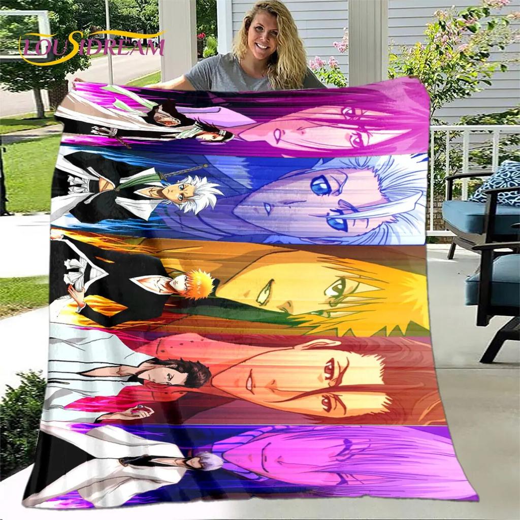 Bleach Japan Anime Cartoon Weiche Plüschdecke, Flanelldecke, Überwurf, Decke für Wohnzimmer, Schlafzimmer, Bett, Sofa, Picknick, Abdeckung für Kinder