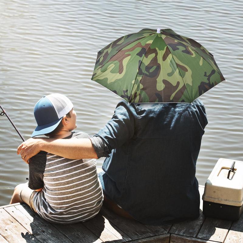 Fishing Cap Sport Umbrella Hat Hiking Beach Camping Headwear Cap Sun Shade Anti-UV Camouflage Foldable Sunscreen Shade Umbrella