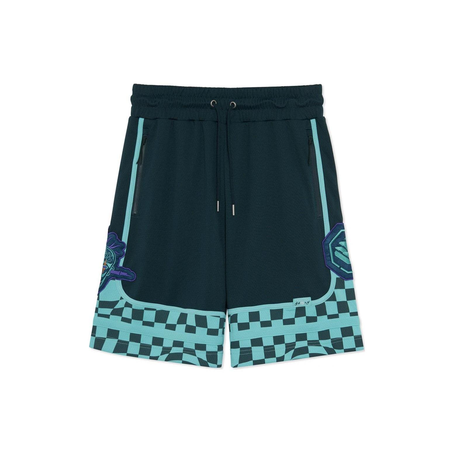 Li-Ning BadFive Checkerboard Basketball Competition Shorts Dark Blue Mint Men s AAPR589-2 XL
