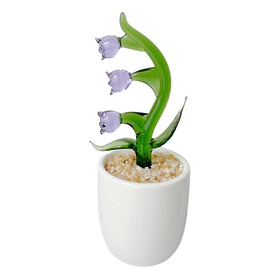 Creative Glass Cactus Ornament Mini Desktop Plant Decor for Office Home Handcrafted Decorative Flower Gifts for Plant Lovers & Desk Accessory