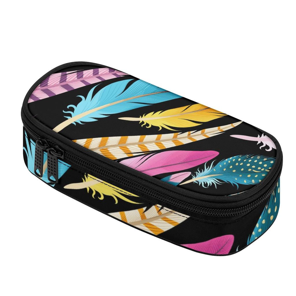Pencil Pouch Portable Durable 300D Polyester Zip Around Closure with Main Compartment Mesh Pocket and Pen Slots for Students