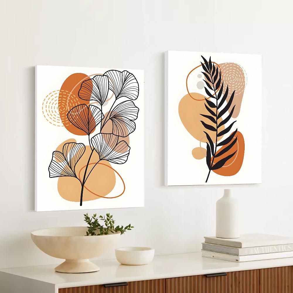2pcs/set Geometric Art Oil Painting Canvas with Wood Frame Draw Wall Decor Home Living Room Decorations 30x40cm