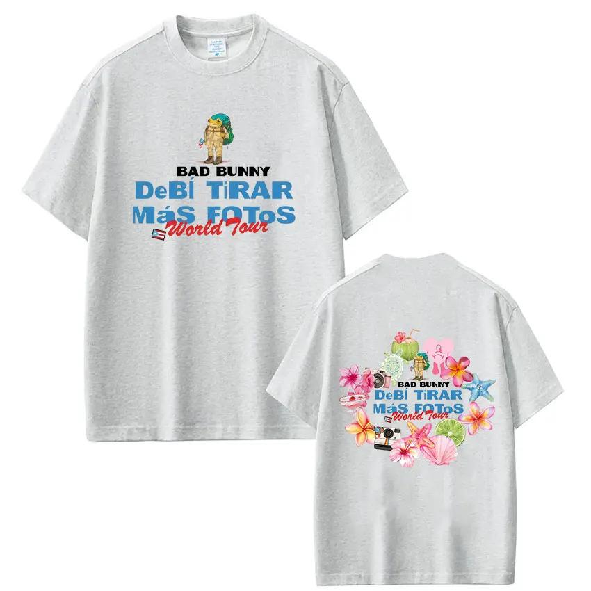 Rapper Bad Bunny Debi Tirar Mas Fotos DTMF World Tour Magliette Uomo Donna Moda Vintage Hip Hop Manica Corta T-shirt Streetwear
