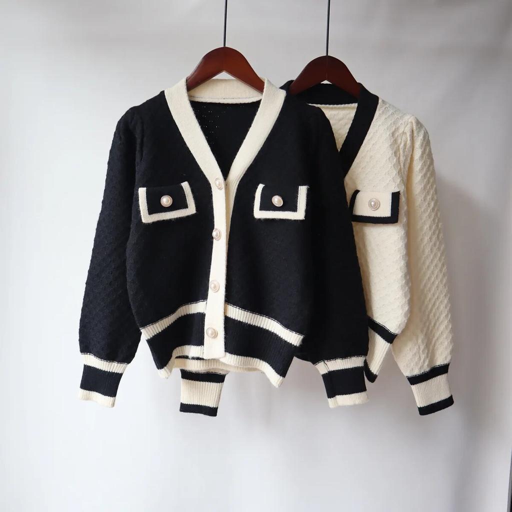 Cardigan Sweater Long-sleeved Knitted New Spring and Autumn Women's Korean Style Jacket with Coat Small