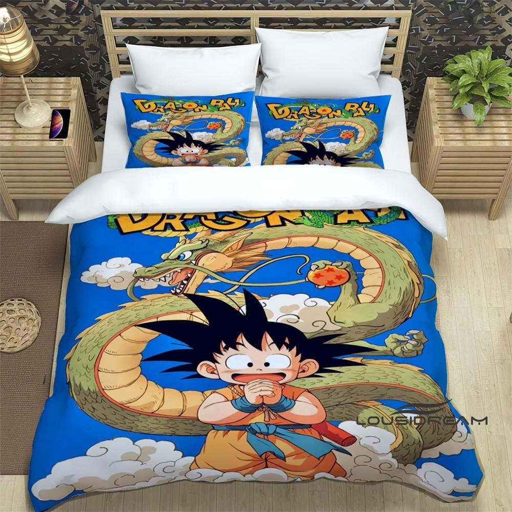 3D Dragon Ball Cartoon Bedding Set (3 Pieces) – Includes Duvet Cover and Pillowcases. Soft and Comfortable.