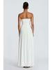 European-Style Strapless Pleated High-Slit Open-Back Evening Gown