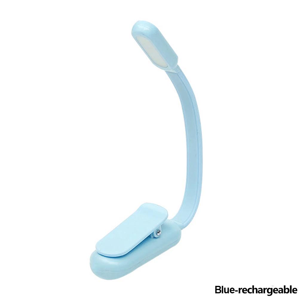 1PC Brightness Adjustable USB Rechargeable Clip-On Study Reading Lamp for Travel Bedroom Dormitory Reading