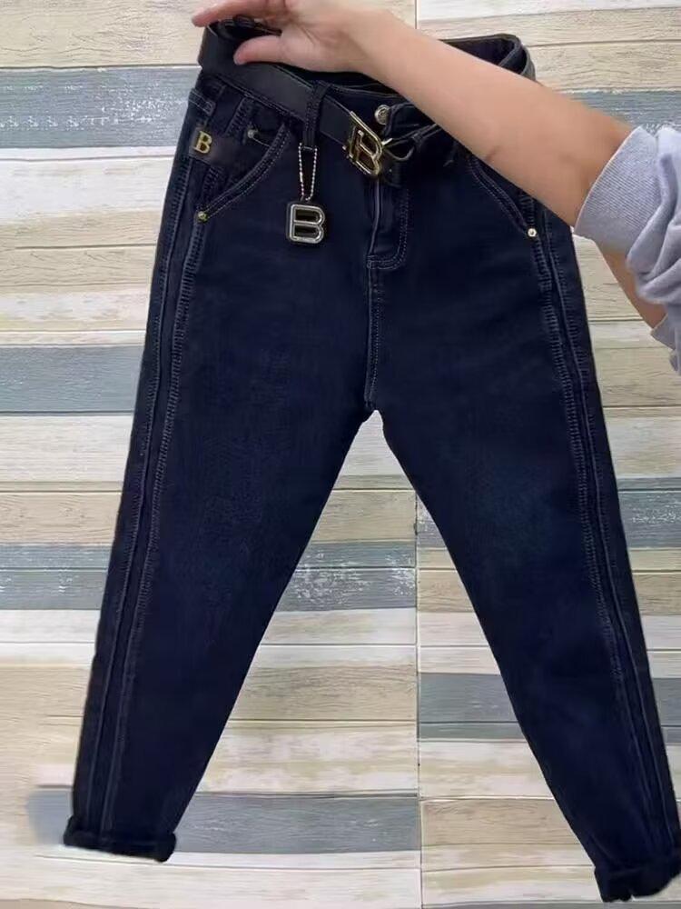 

Женские джинсы-морковки из денима с высокой посадкой и флисовой подкладкой на 2024 год - Утягивающие, теплые, свободного гаремного стиля XL