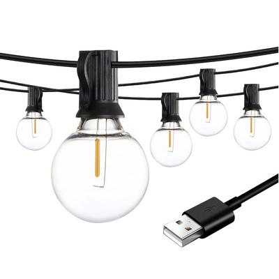 30m 15m 7.6m USB LED Lichterkette 5V 1W G40 Kunststoffbirnen Wasserdicht Outdoor Zelt Terrasse Feston Lichterkette für Hochzeitsdeko
