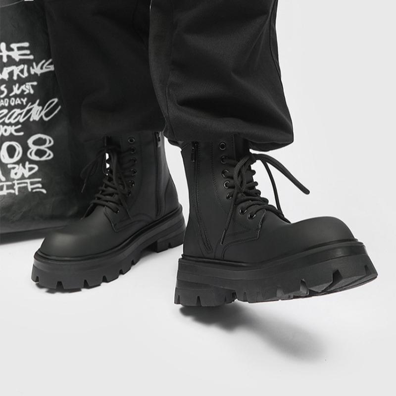 Fashion Shoes for Men Fad Velvet High Men's Boots Platform Frosted Leather Locomotive Boots High Quality Thick Sole Booties Botas Hombre