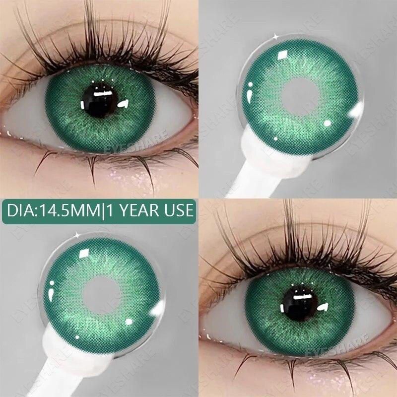 AMARA 1pair Colored Contact Lenses Natural Eye Lens Blue Eye Lenses Brown Lenses Gray Pupils Yearly Cosmetic Green Contacts