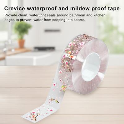 2 Rulo 300CM Şeffaf Çiçek Sızdırmazlık Bandı Su Geçirmez PVC Yapıştırıcı Banyo Tuvalet Küvet Sızdırmazlık Bandı Mutfak Duvar Kenarı Sızdırmazlık Etiketi Sızdırmazlık Şeridi