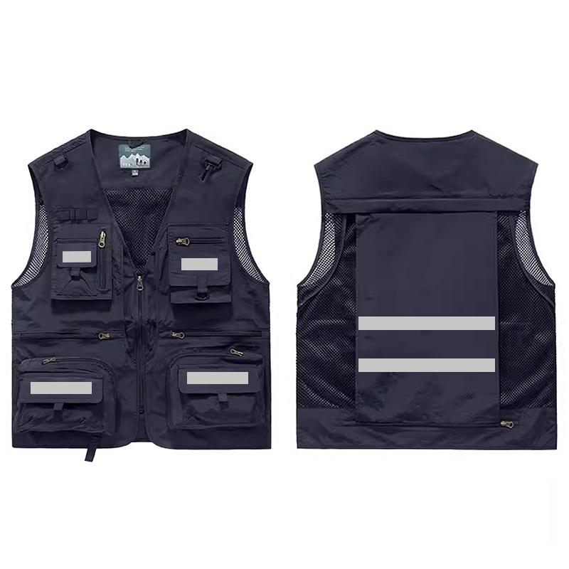 Individuelle reflektierende Arbeitsweste mit mehreren Taschen für Damen und Herren, geeignet für alle Jahreszeiten und ideal für Gruppenkäufe & Fotografie.