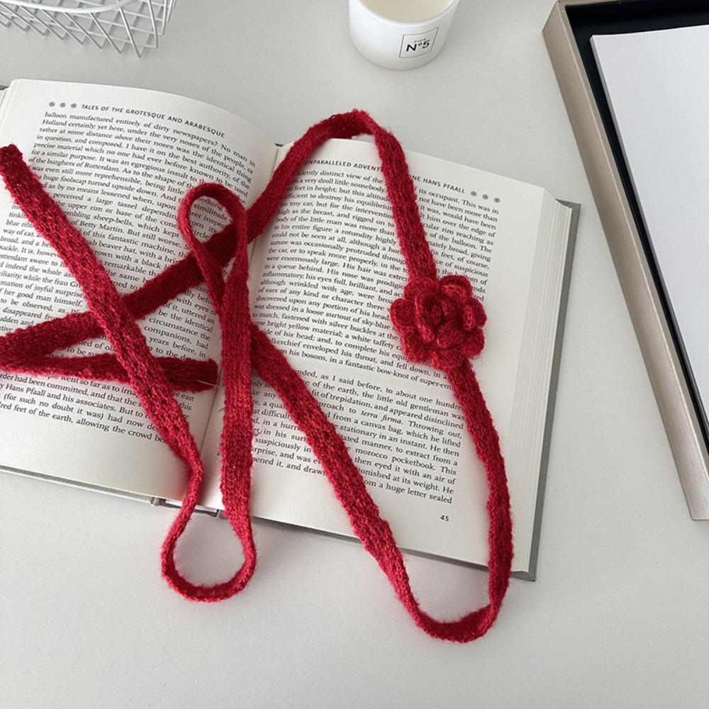 Solid Color 3D Rose Scarf Handmade Crocheted Wool Shawl Handmade Crochet Scarf Knitted Scarf Three-Dimensional Rose красный