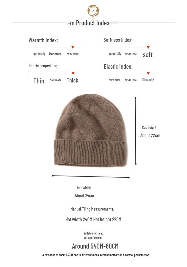 100% Pure Cashmere Unisex Hat: Warm, Fashionable, Knitted with Ear Protection for Autumn/Winter