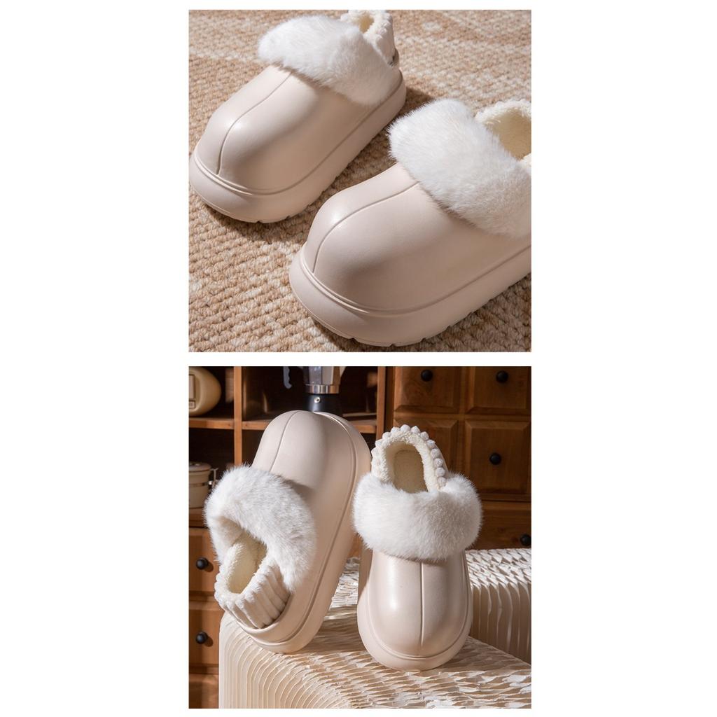 Thick Soled, Height Increasing, Removable and Washable Cotton Slippers for Women In Autumn and Winter, Velvet Waterproof Cotton Shoes for Women