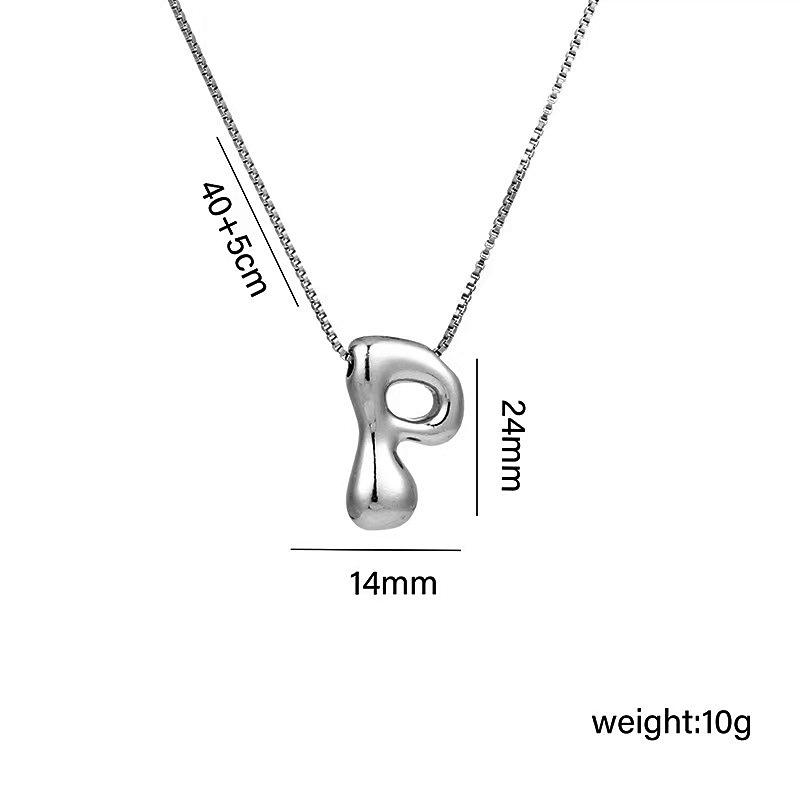 Charming Chubby Brass Polished 26-Letter Silver Pendant Necklace for Women