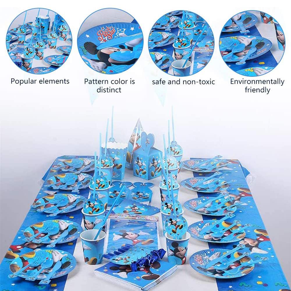 Mickey Mouse Birthday Party Tableware Set Party Plates Cups Napkins Party Dishes